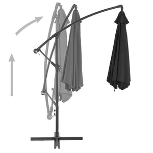 vidaXL Cantilever Umbrella with Aluminium Pole 300 cm Black