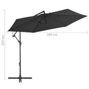 vidaXL Cantilever Umbrella with Aluminium Pole 300 cm Black