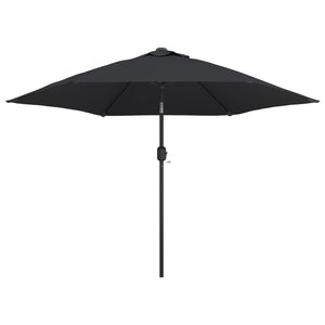 vidaXL Outdoor Parasol with LED Lights and Steel Pole 300 cm Black