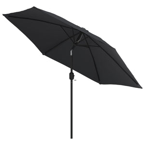 vidaXL Outdoor Parasol with LED Lights and Steel Pole 300 cm Black