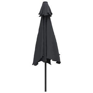 vidaXL Outdoor Parasol with LED Lights and Steel Pole 300 cm Black