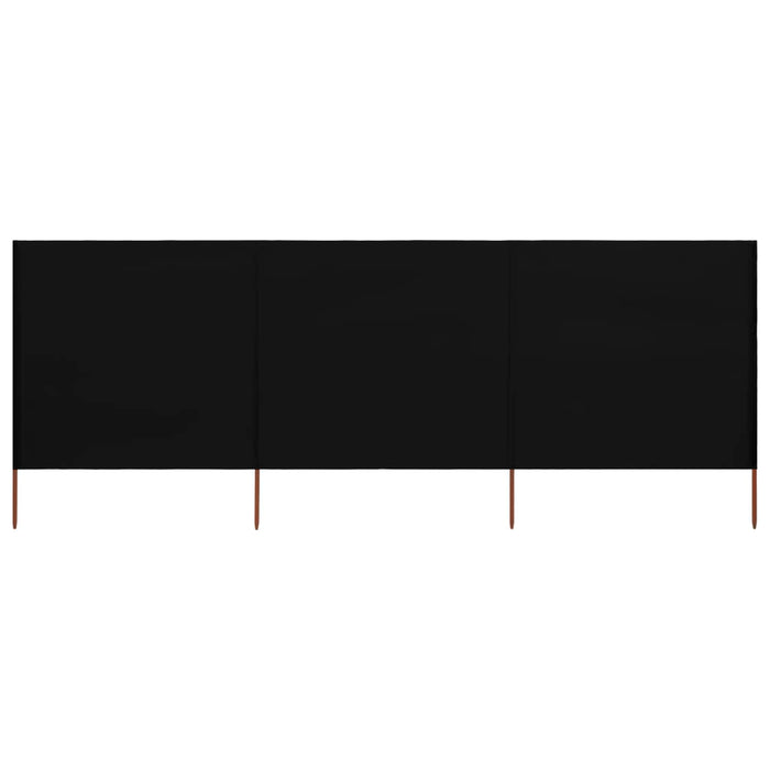 vidaXL 3-panel Wind Screen Fabric 400x80 cm Black