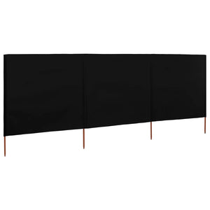 vidaXL 3-panel Wind Screen Fabric 400x80 cm Black