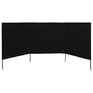 vidaXL 3-panel Wind Screen Fabric 400x80 cm Black