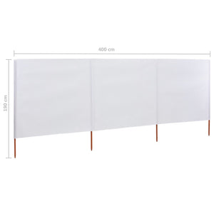 vidaXL 3-panel Wind Screen Fabric 400x160 cm Sand White