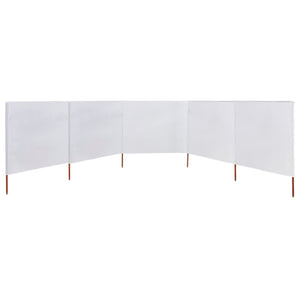 vidaXL 5-panel Wind Screen Fabric 600x120 cm Sand White