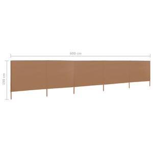 vidaXL 5-panel Wind Screen Fabric 600x160 cm Taupe