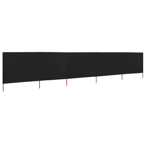 vidaXL 5-panel Wind Screen Fabric 600x160 cm Black