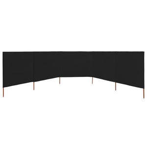 vidaXL 5-panel Wind Screen Fabric 600x160 cm Black