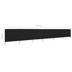 vidaXL 6-panel Wind Screen Fabric 800x80 cm Black