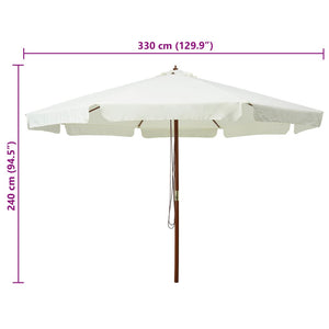 vidaXL Outdoor Parasol with Wooden Pole 330 cm Sand White