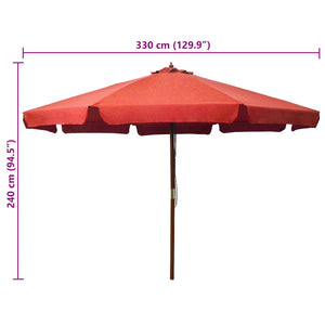 vidaXL Garden Parasol with Wooden Pole 330 cm Terracotta