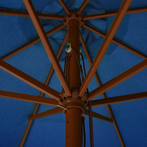 vidaXL Outdoor Parasol with Wooden Pole 330 cm Azure