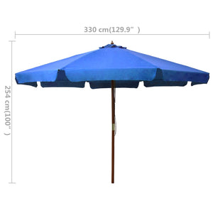 vidaXL Outdoor Parasol with Wooden Pole 330 cm Azure