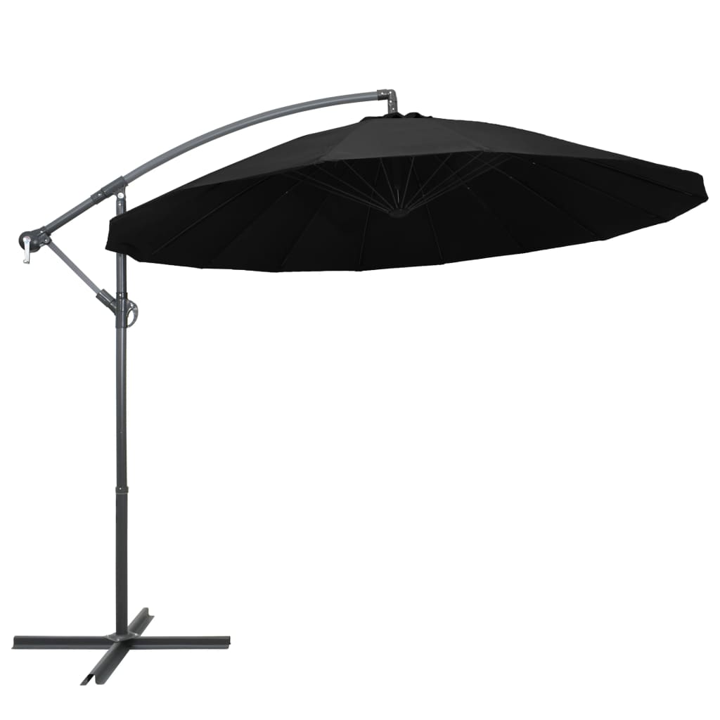 vidaXL Hanging Parasol Black 3 m Aluminium Pole