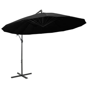 vidaXL Hanging Parasol Black 3 m Aluminium Pole