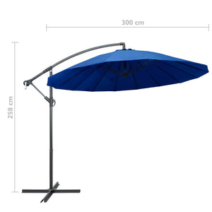 vidaXL Hanging Parasol Blue 3 m Aluminium Pole