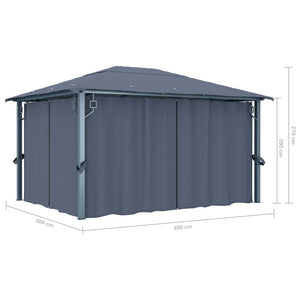 vidaXL Gazebo with Curtain 400 x 300 cm Anthracite Aluminium