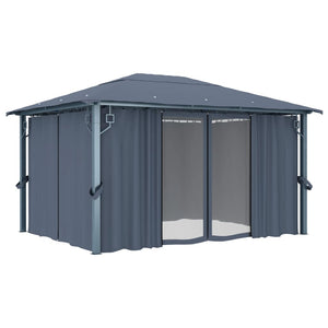 vidaXL Gazebo with Curtain 400 x 300 cm Anthracite Aluminium