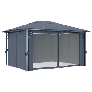 vidaXL Gazebo with Curtain 400 x 300 cm Anthracite Aluminium