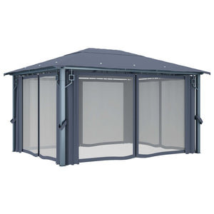 vidaXL Gazebo with Curtain 400 x 300 cm Anthracite Aluminium