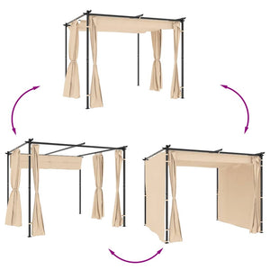 vidaXL Gazebo with Curtains 3x3 m Cream Steel