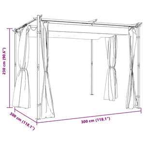 vidaXL Gazebo with Curtains 3x3 m Cream Steel