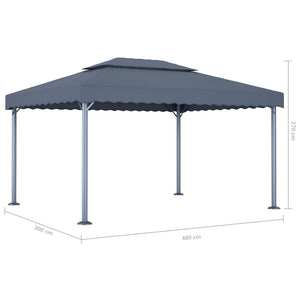 vidaXL Gazebo 400x300 cm Anthracite Aluminium