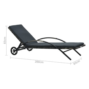 vidaXL Sun Lounger with Cushion & Wheels Poly Rattan Anthracite