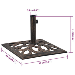 vidaXL Umbrella Base Bronze 12 kg 49 cm Cast Iron