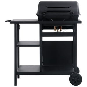 vidaXL Gas BBQ Grill with 3-layer Side Table Black