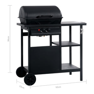 vidaXL Gas BBQ Grill with 3-layer Side Table Black