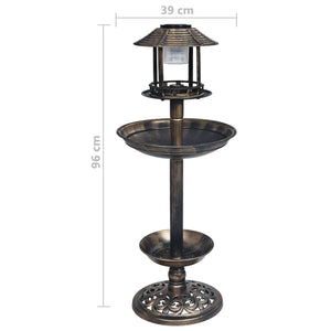 vidaXL Decorative Birdbath with Solar Powered LED Lights Plastic