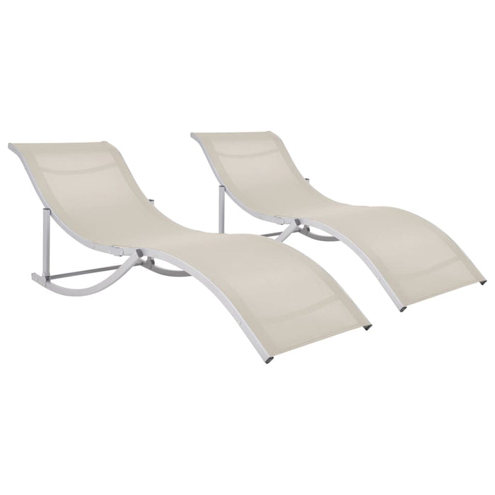 vidaXL Folding Sun Loungers 2 pcs Cream Textilene