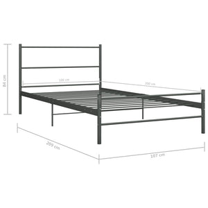 284685 vidaXL Bed Frame without Mattress Grey Metal 100x200 cm