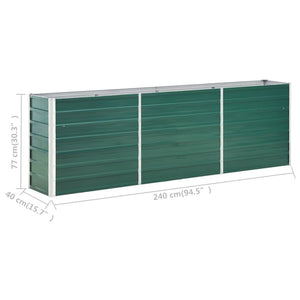 vidaXL Garden Raised Bed Galvanised Steel 240x40x77 cm Green