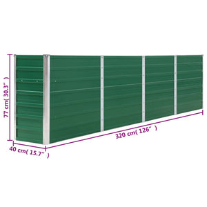 vidaXL Raised Garden Bed 320x40x77 cm Galvanised Steel Green