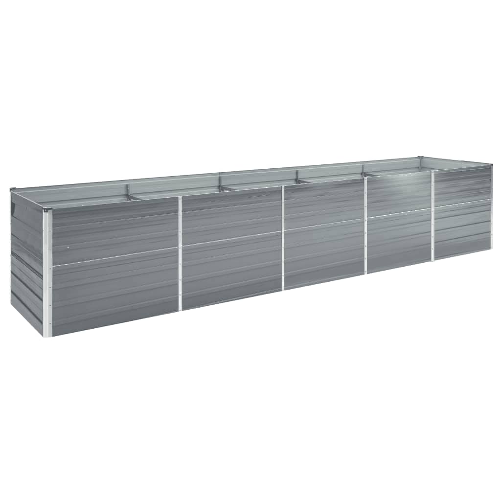 vidaXL Garden Raised Bed Galvanised Steel 400x80x45 cm Grey