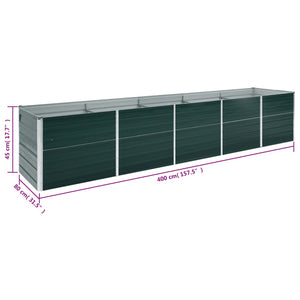 vidaXL Garden Raised Bed Galvanised Steel 400x80x45 cm Green