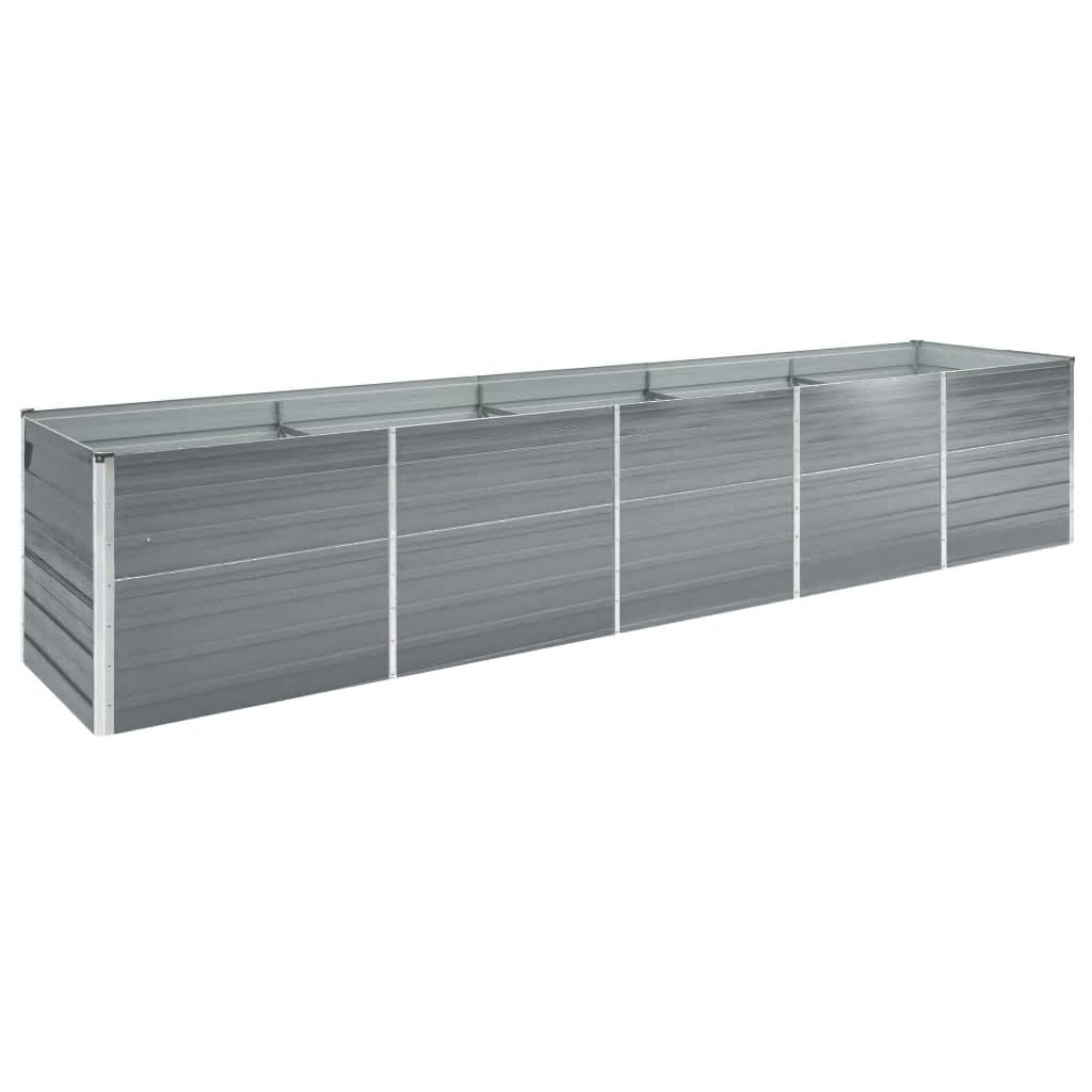 vidaXL Garden Raised Bed Galvanised Steel 400x80x77 cm Grey