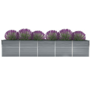 vidaXL Garden Raised Bed Galvanised Steel 400x80x77 cm Grey