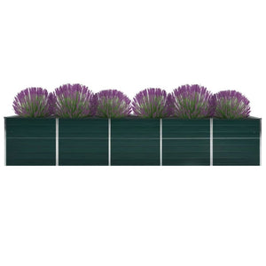 vidaXL Garden Raised Bed Galvanised Steel 400x80x77 cm Green