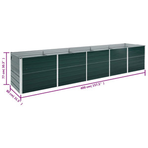 vidaXL Garden Raised Bed Galvanised Steel 400x80x77 cm Green