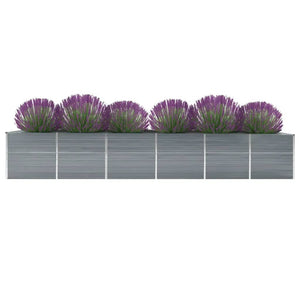 vidaXL Garden Raised Bed Galvanised Steel 480x80x77 cm Grey