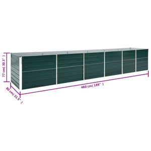 vidaXL Garden Raised Bed Galvanised Steel 480x80x77 cm Green