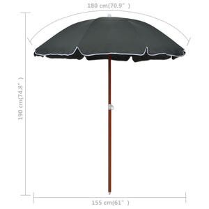 vidaXL Parasol with Steel Pole 180 cm Anthracite