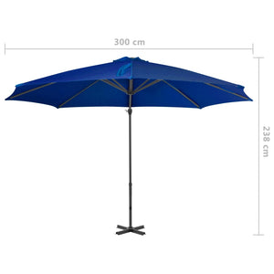 vidaXL Cantilever Umbrella with Aluminium Pole Azure Blue 300 cm