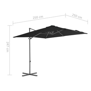 vidaXL Cantilever Umbrella with Steel Pole Black 250x250 cm