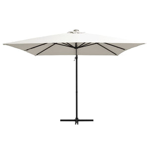 vidaXL Cantilever Umbrella with LED lights and Steel Pole 250x250 cm Sand