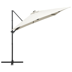 vidaXL Cantilever Umbrella with LED lights and Steel Pole 250x250 cm Sand